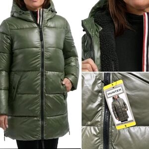 Hunter Women's Olive Hooded Puffer Jacket